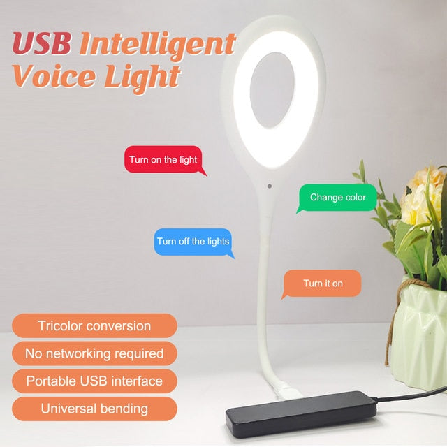Lampe USB Commande Vocale LW02 — 3 Couleurs, Col Flexible
