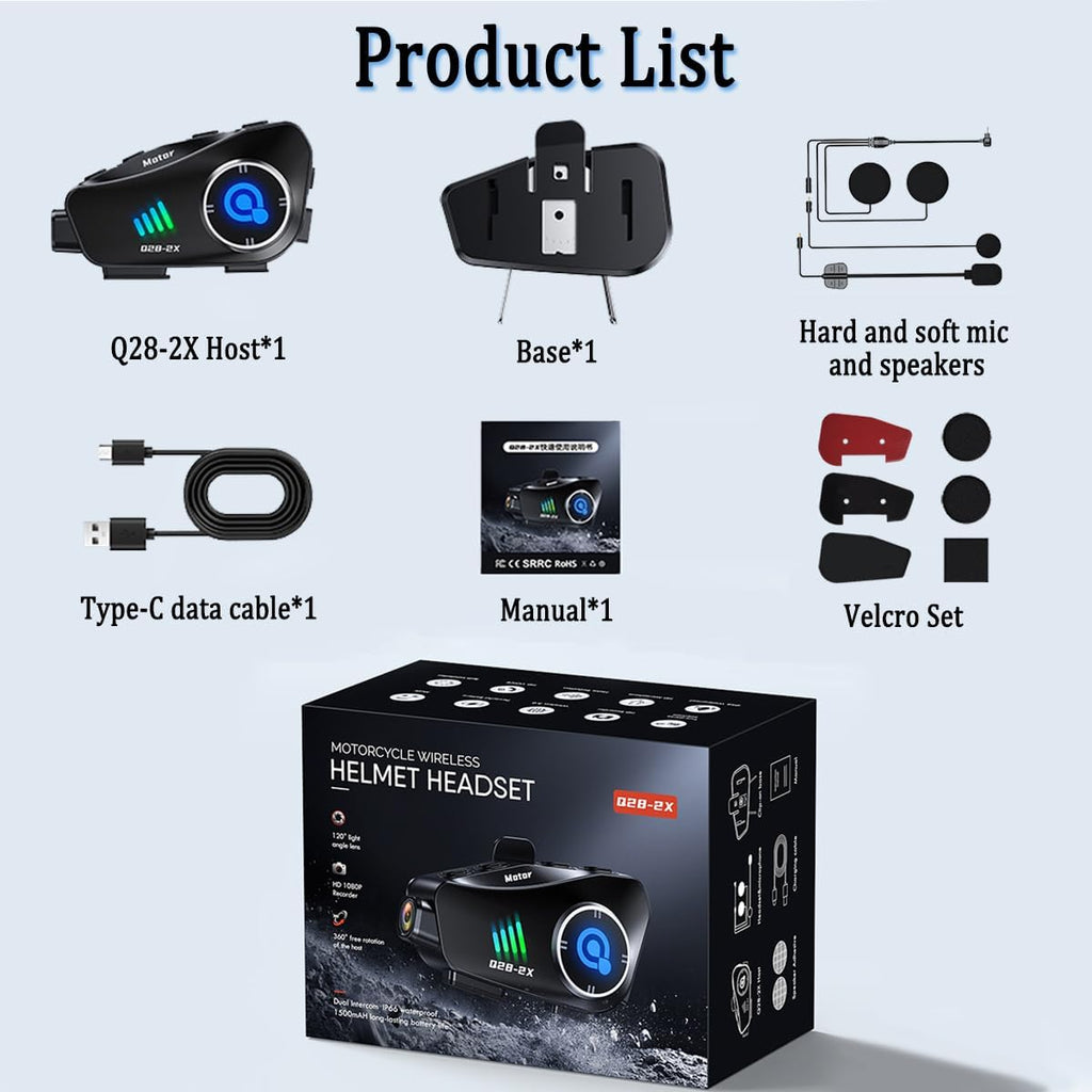 Intercom Moto FreedConn Q28 — Caméra 1080P, Bluetooth & IP66