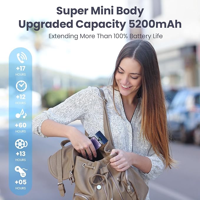 Mini Power Bank KAKU 5000mAh — Lightning Intégré, Zéro Câble