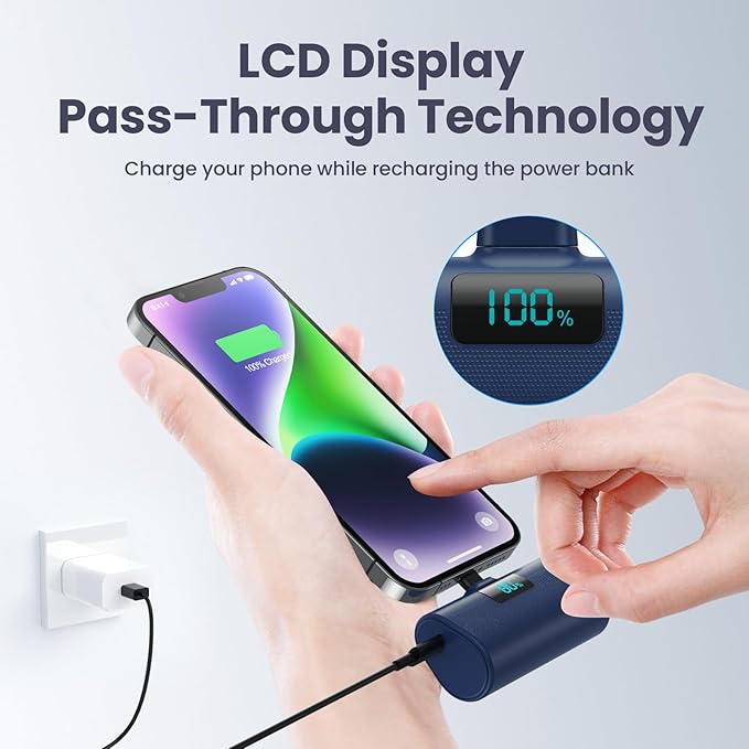 Mini Power Bank KAKU 5000mAh — Lightning Intégré, Zéro Câble