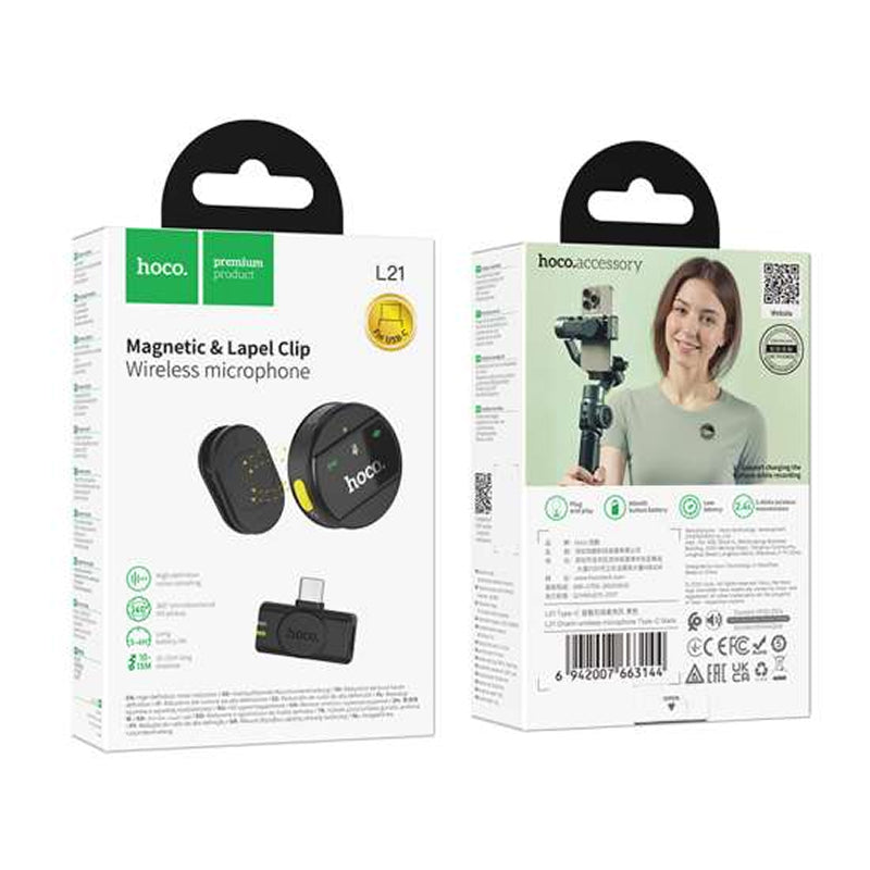 Micro Sans Fil Hoco L21 — Son Pro, Plug-and-Play, 20 m
