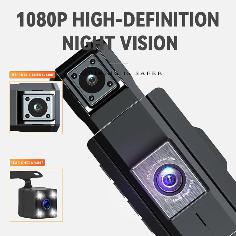 Caméra de Tableau de Bord 4 Canaux WiFi 1080P – Enregistreur Vidéo Voiture avec Vision Nocturne, Capteur G, Surveillance 24h et Caméra de Recul