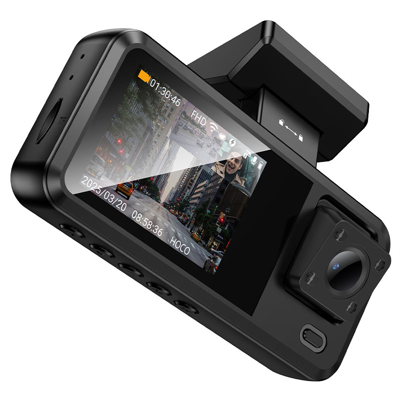 Dashcam Hoco DV15 Triple Objectif — Avant, Intérieur & Arrière