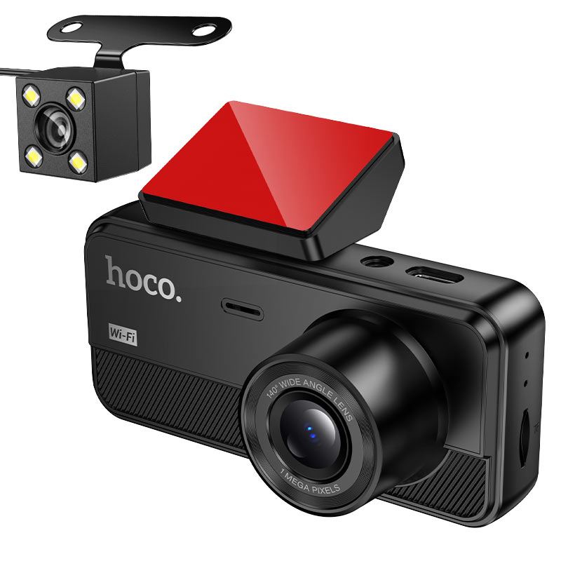 Dashcam Hoco DV15 Triple Objectif — Avant, Intérieur & Arrière