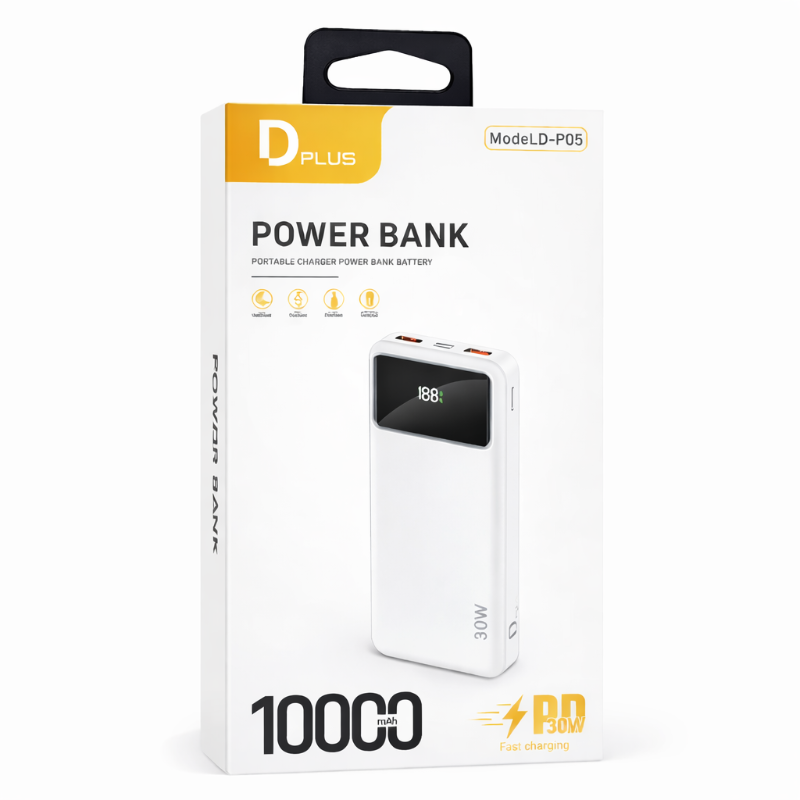 Power Bank Dplus 10000mAh PD 30W — Charge Rapide USB-C, iPhone & Android
