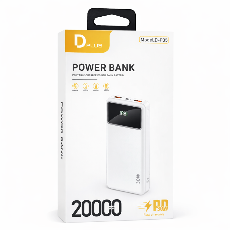 Power Bank Dplus D-P05 20000mAh PD 30W — 4 Charges, Vitesse Pro