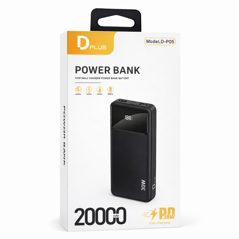 Power Bank Dplus D-P05 20000mAh PD 30W — 4 Charges, Vitesse Pro