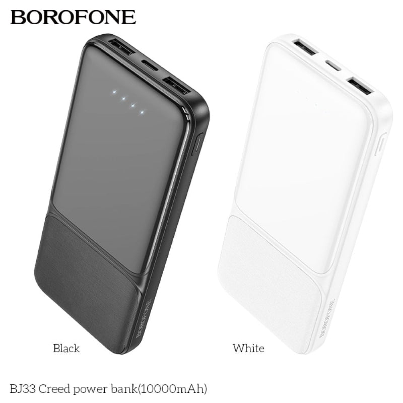 Power Bank Borofone BJ33 10000mAh — Ultra-Mince, Double USB, Design Premium