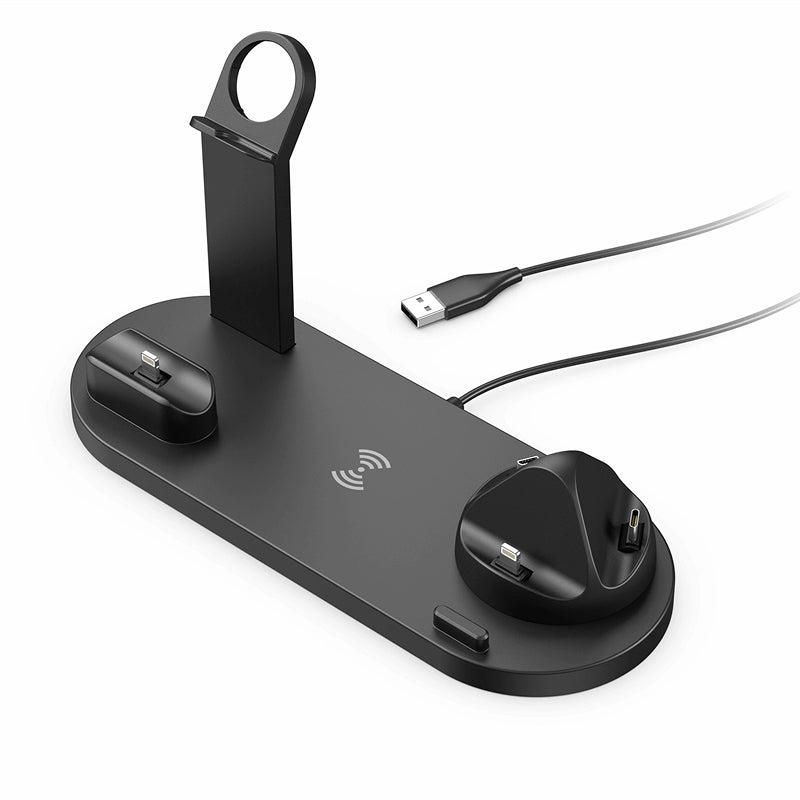 Station de Charge Sans Fil 4-en-1 — Téléphone, Montre & Écouteurs