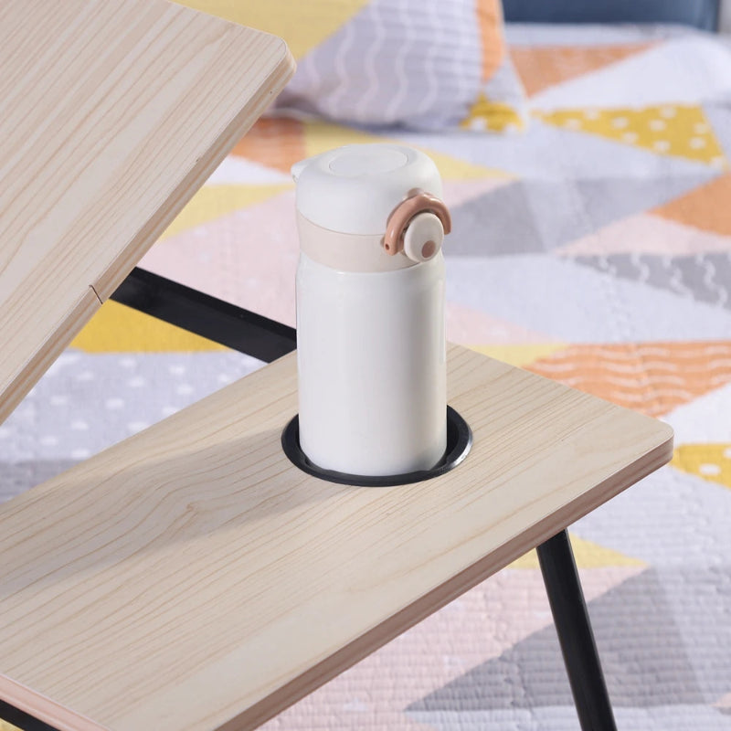 Table Ordinateur Pliable — Hauteur & Inclinaison Réglables, Porte-Boisson