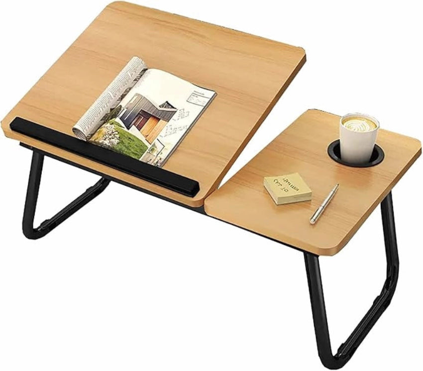Table Ordinateur Pliable — Hauteur & Inclinaison Réglables, Porte-Boisson