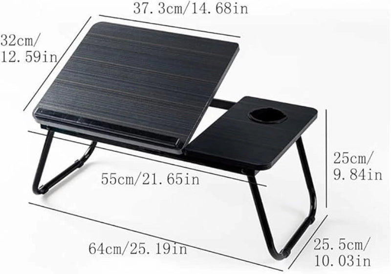 Table Ordinateur Pliable — Hauteur & Inclinaison Réglables, Porte-Boisson